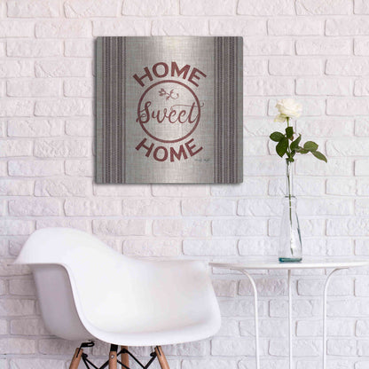 Luxe Metal Art 'Home Sweet Home Embroidery' by Cindy Jacobs, Metal Wall Art,24x24