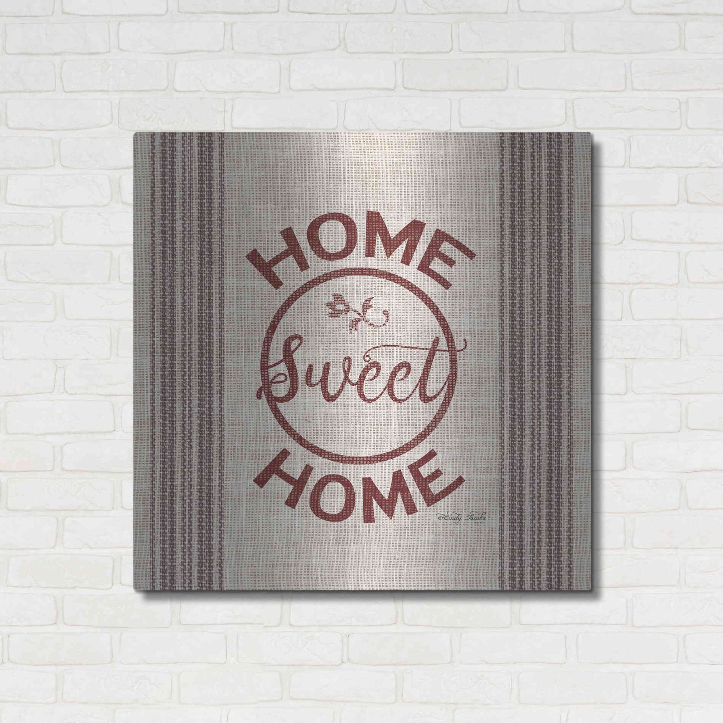 Luxe Metal Art 'Home Sweet Home Embroidery' by Cindy Jacobs, Metal Wall Art,36x36