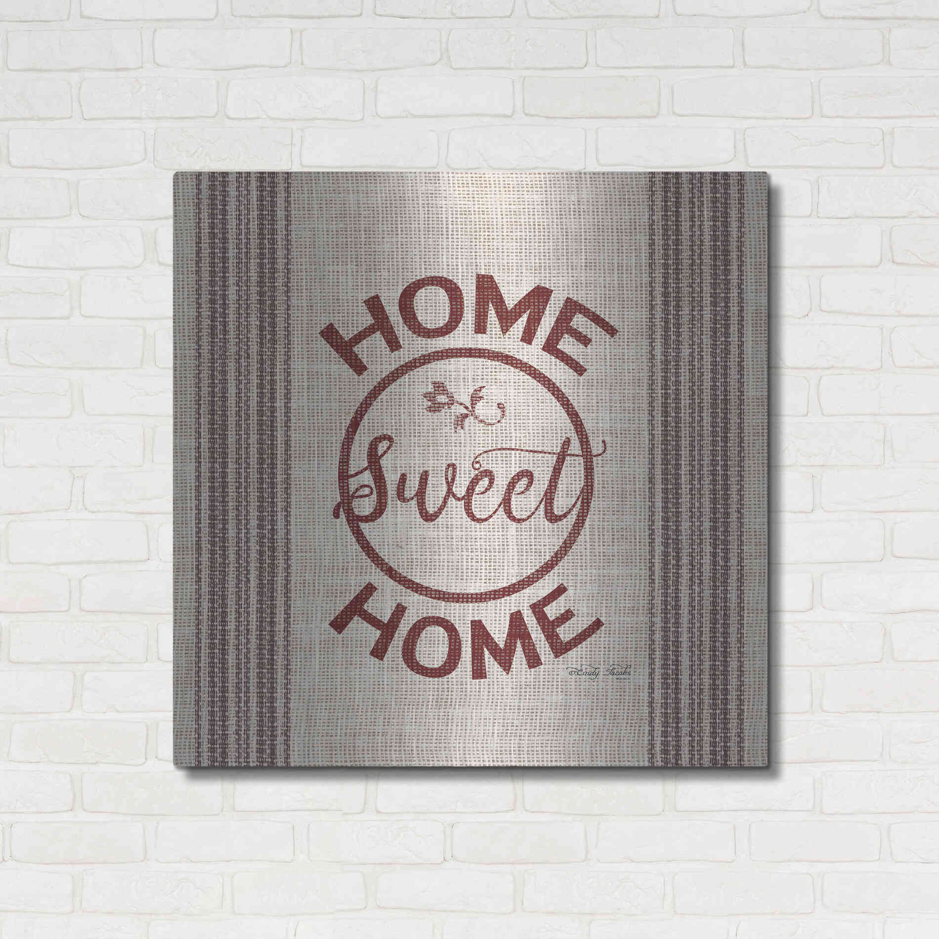 Luxe Metal Art 'Home Sweet Home Embroidery' by Cindy Jacobs, Metal Wall Art,36x36
