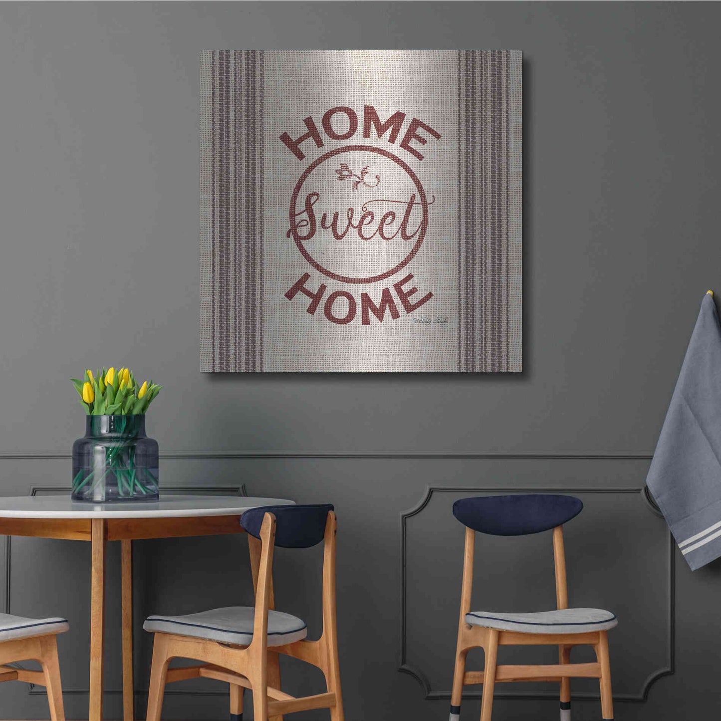 Luxe Metal Art 'Home Sweet Home Embroidery' by Cindy Jacobs, Metal Wall Art,36x36
