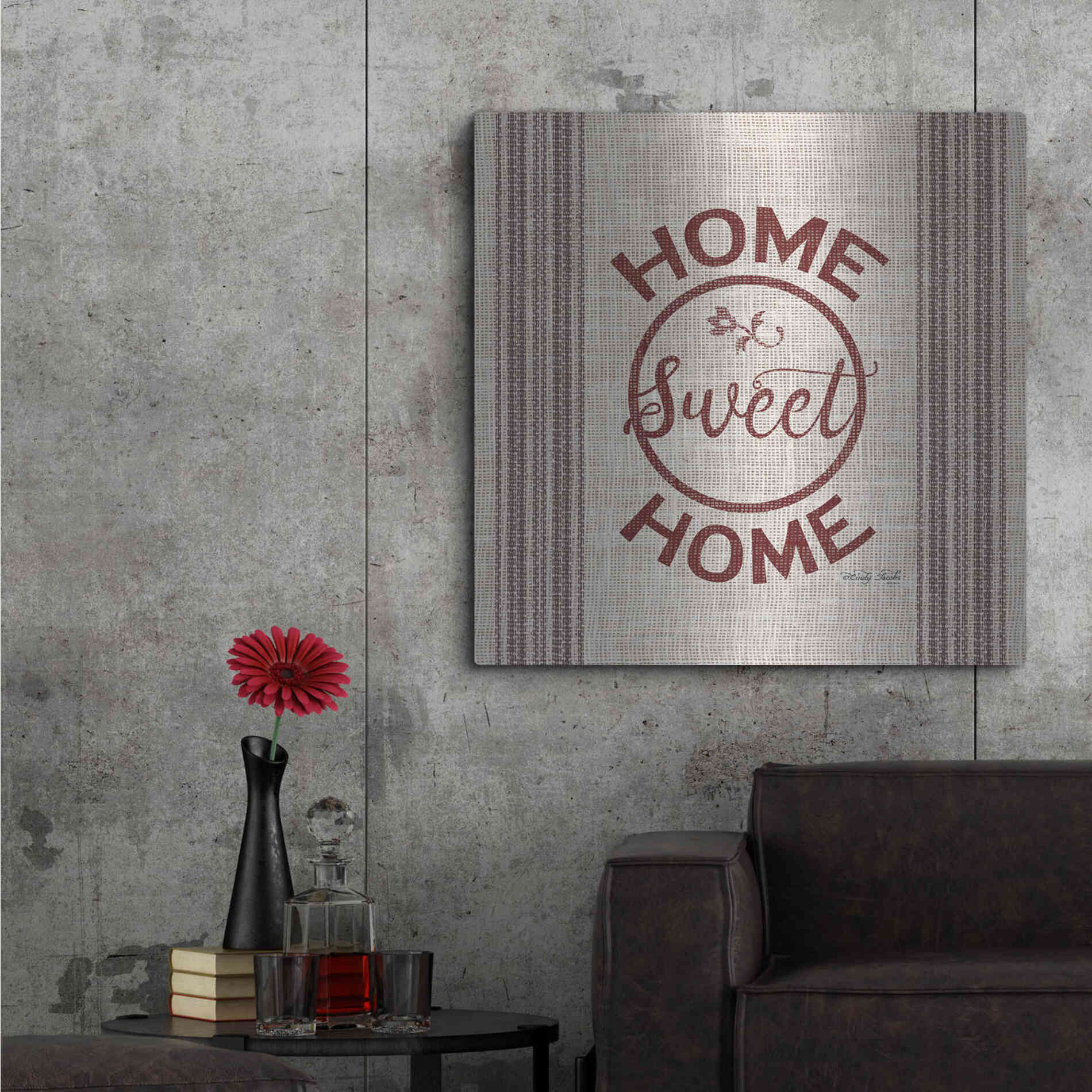 Luxe Metal Art 'Home Sweet Home Embroidery' by Cindy Jacobs, Metal Wall Art,36x36