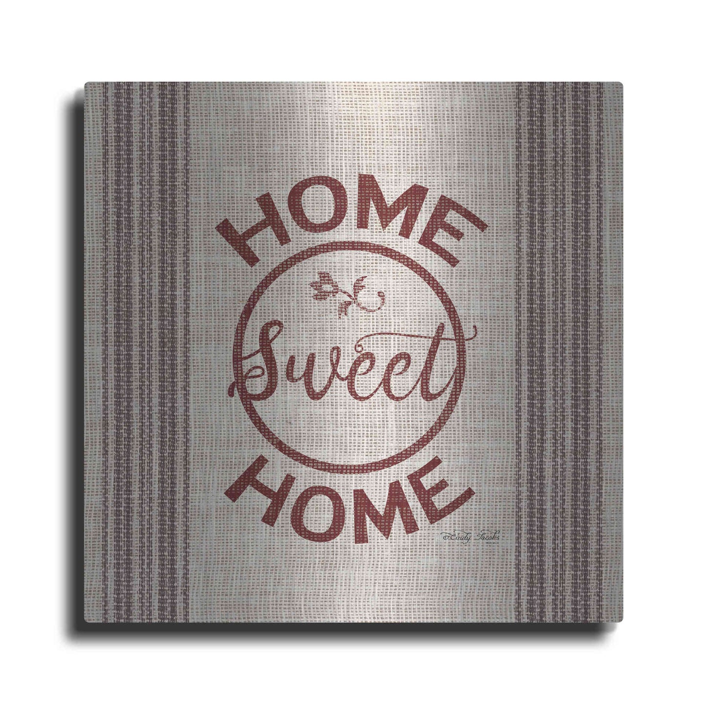 Luxe Metal Art 'Home Sweet Home Embroidery' by Cindy Jacobs, Metal Wall Art