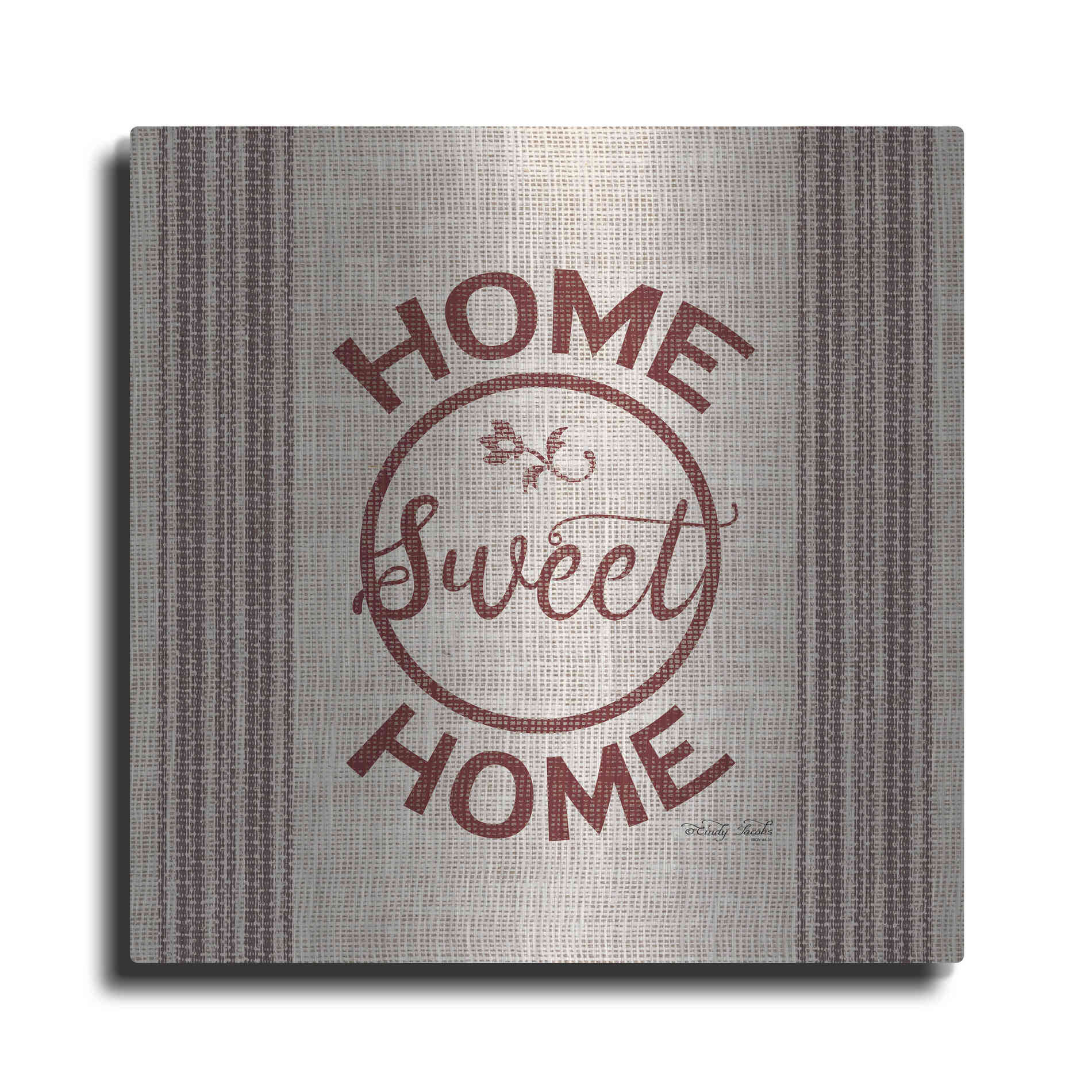 Luxe Metal Art 'Home Sweet Home Embroidery' by Cindy Jacobs, Metal Wall Art