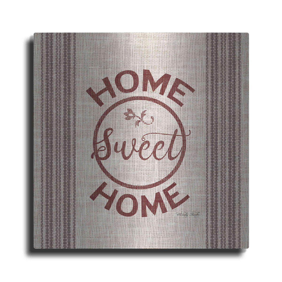 Luxe Metal Art 'Home Sweet Home Embroidery' by Cindy Jacobs, Metal Wall Art