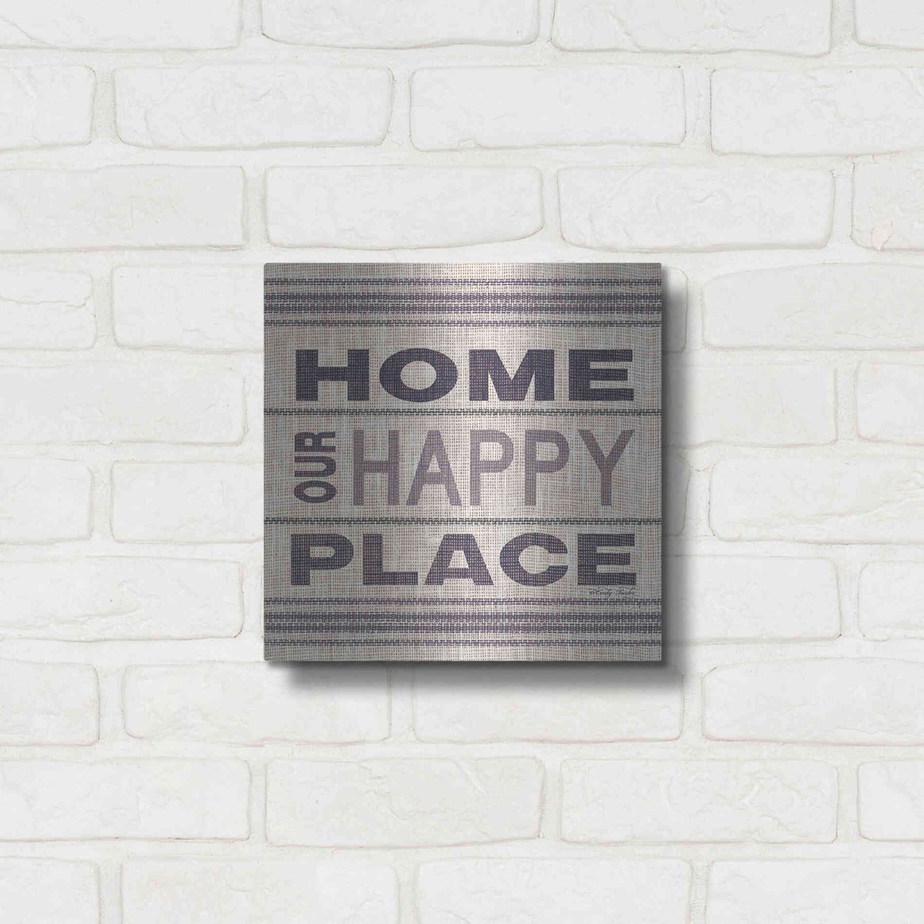 Luxe Metal Art 'Home - Our Happy Place' by Cindy Jacobs, Metal Wall Art,12x12
