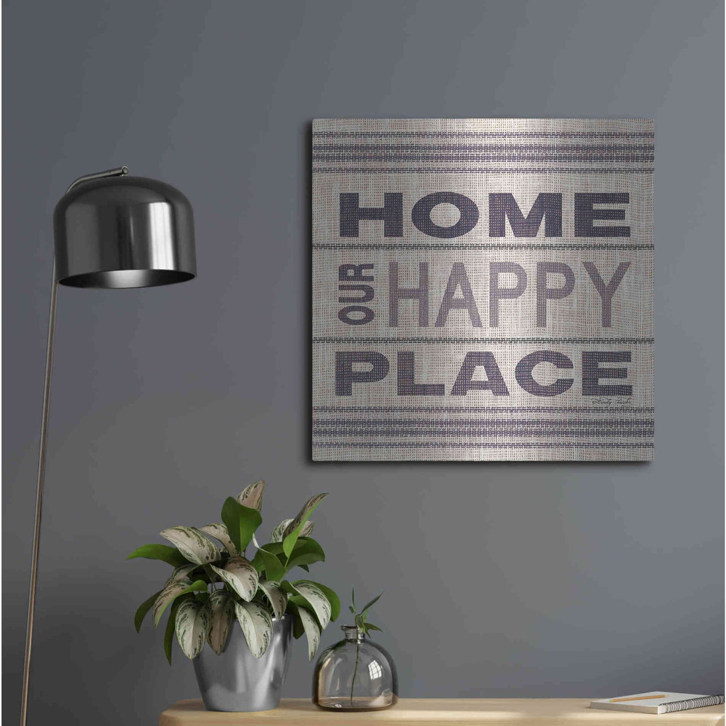 Luxe Metal Art 'Home - Our Happy Place' by Cindy Jacobs, Metal Wall Art,24x24