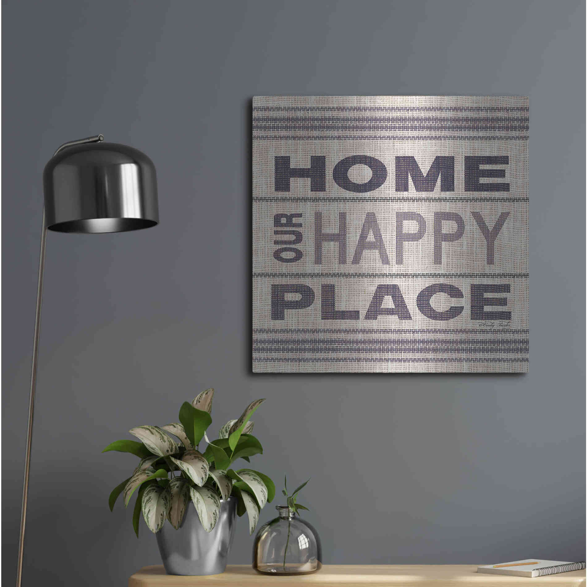 Luxe Metal Art 'Home - Our Happy Place' by Cindy Jacobs, Metal Wall Art,24x24