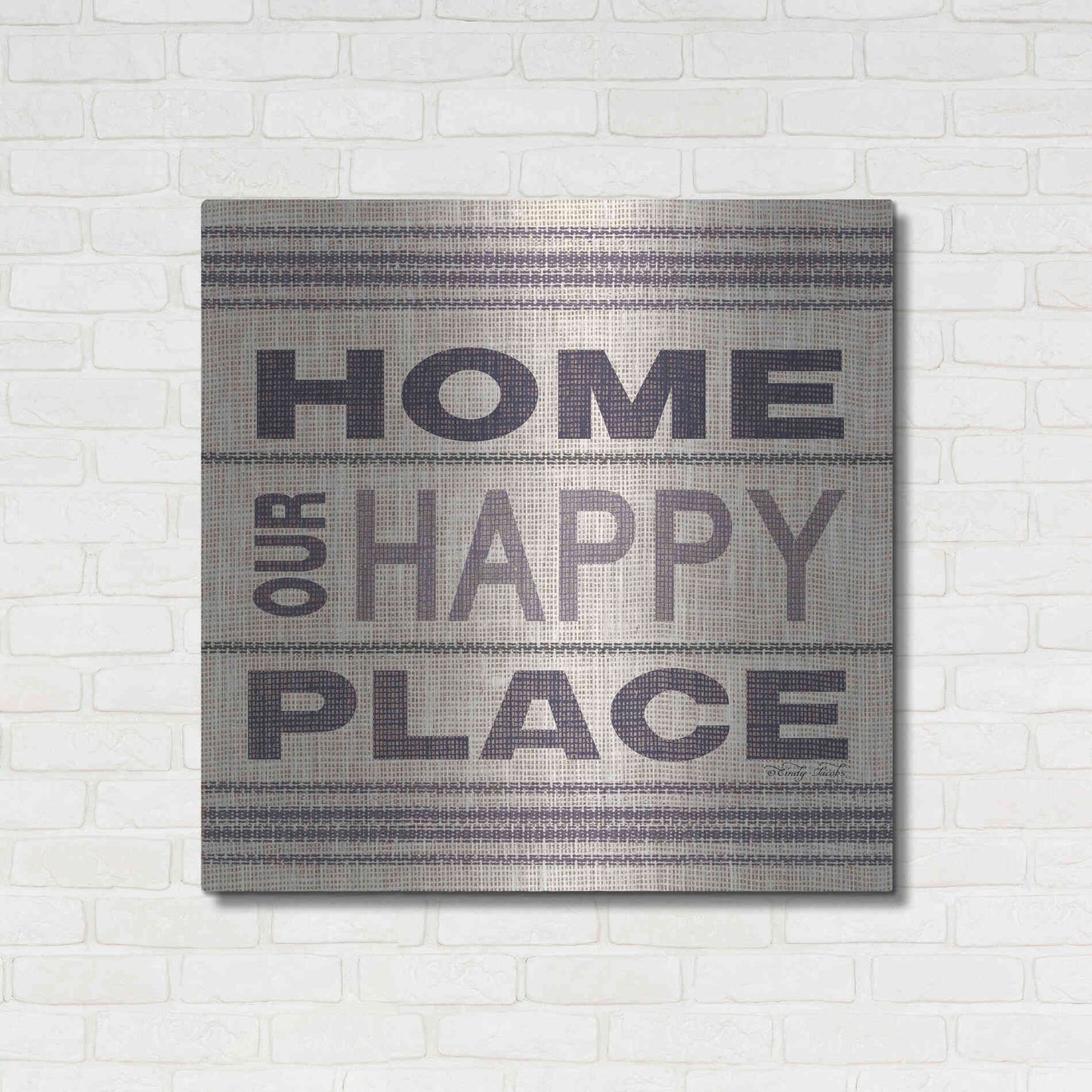 Luxe Metal Art 'Home - Our Happy Place' by Cindy Jacobs, Metal Wall Art,36x36