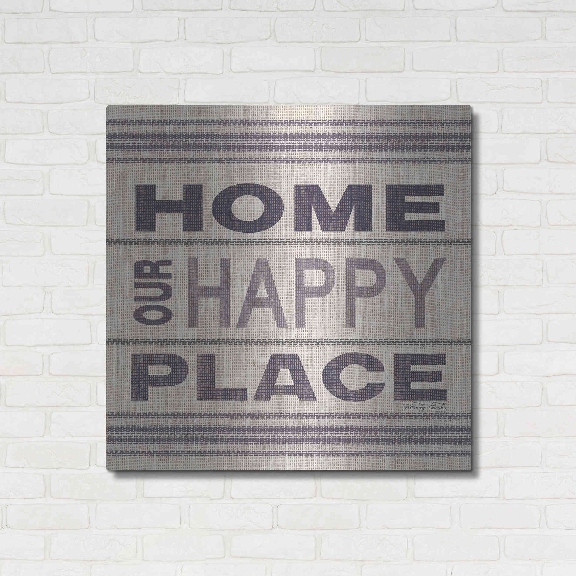 Luxe Metal Art 'Home - Our Happy Place' by Cindy Jacobs, Metal Wall Art,36x36