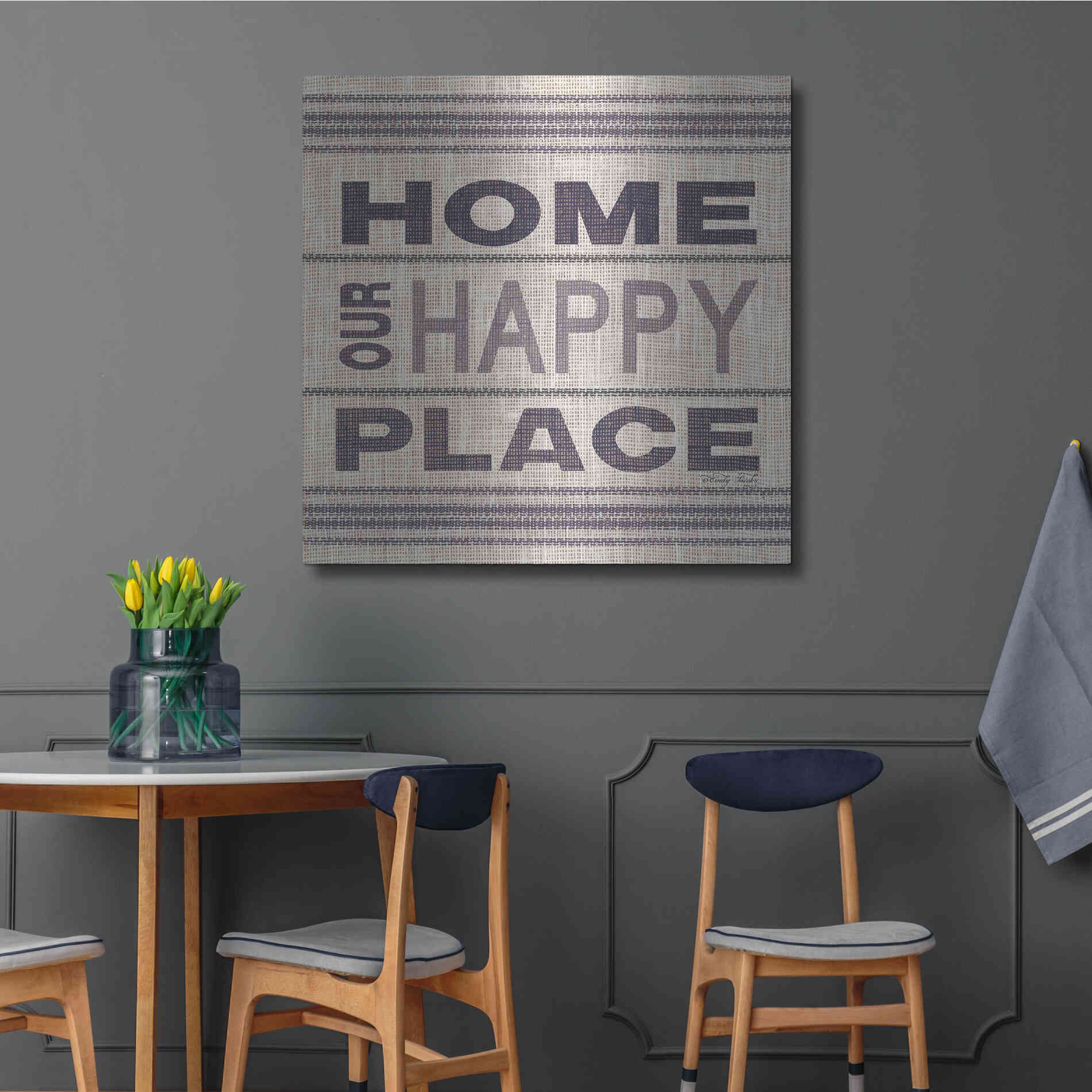 Luxe Metal Art 'Home - Our Happy Place' by Cindy Jacobs, Metal Wall Art,36x36