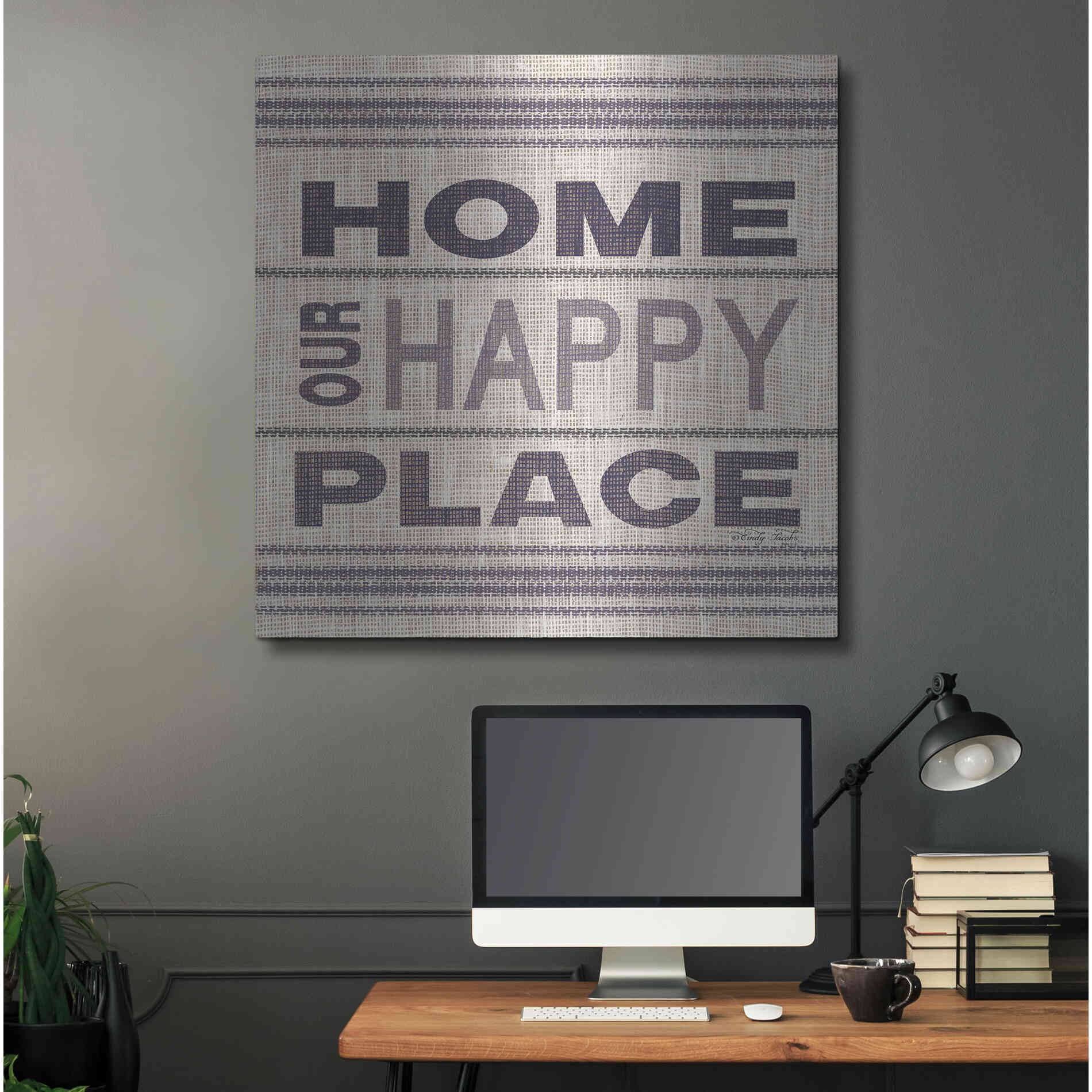 Luxe Metal Art 'Home - Our Happy Place' by Cindy Jacobs, Metal Wall Art,36x36