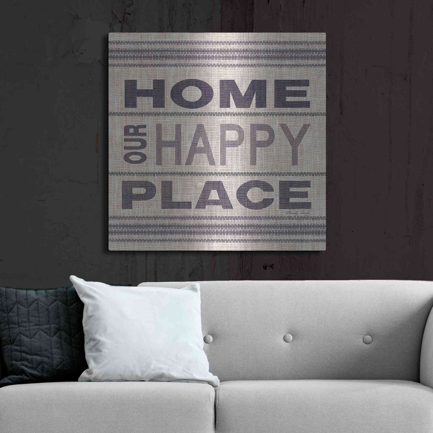 Luxe Metal Art 'Home - Our Happy Place' by Cindy Jacobs, Metal Wall Art,36x36