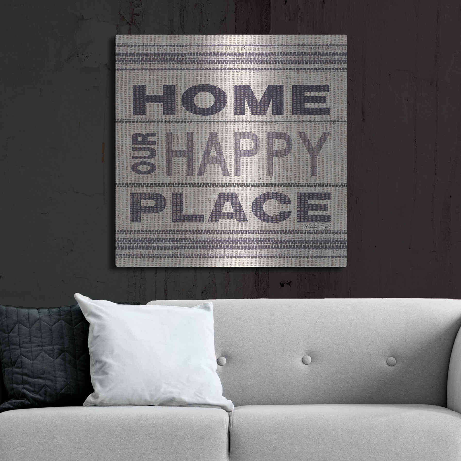 Luxe Metal Art 'Home - Our Happy Place' by Cindy Jacobs, Metal Wall Art,36x36