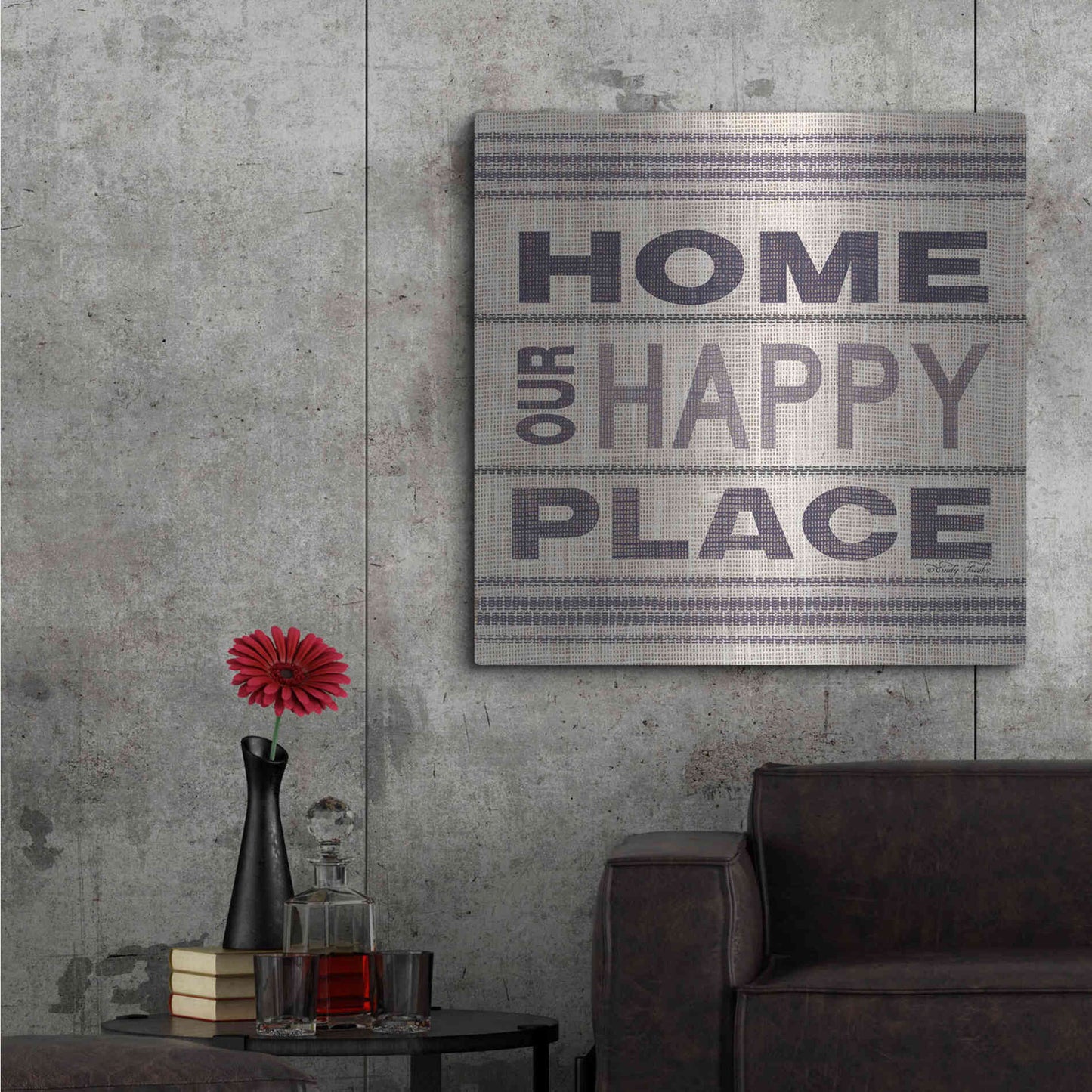 Luxe Metal Art 'Home - Our Happy Place' by Cindy Jacobs, Metal Wall Art,36x36