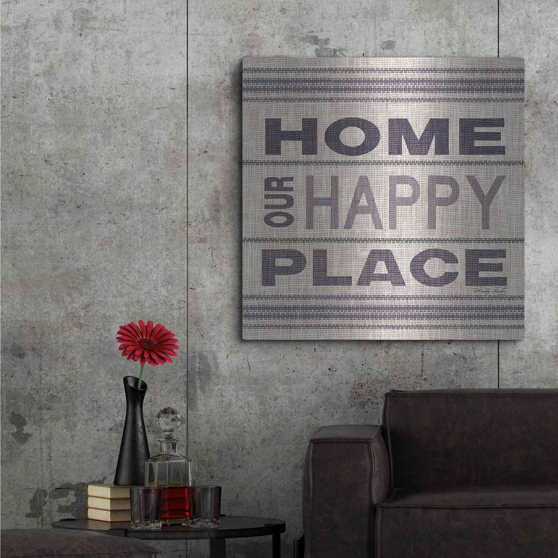 Luxe Metal Art 'Home - Our Happy Place' by Cindy Jacobs, Metal Wall Art,36x36
