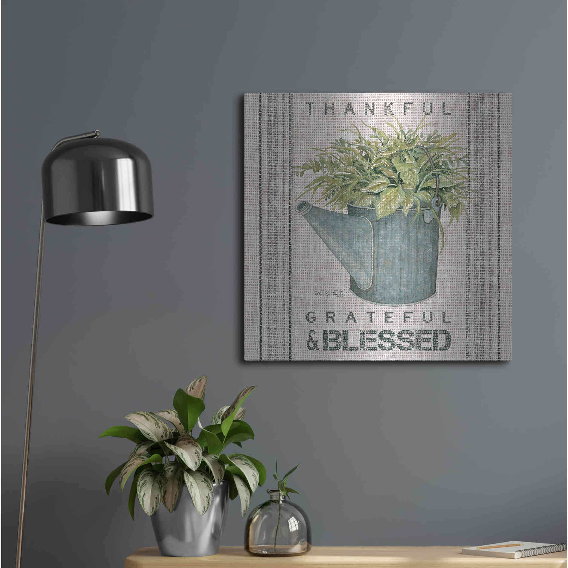 Luxe Metal Art 'Galvanized Watering Can Blessed' by Cindy Jacobs, Metal Wall Art,24x24