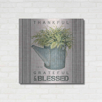 Luxe Metal Art 'Galvanized Watering Can Blessed' by Cindy Jacobs, Metal Wall Art,36x36