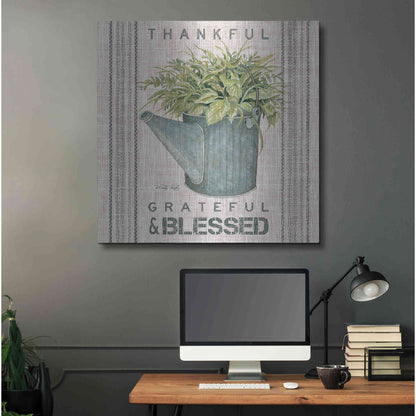 Luxe Metal Art 'Galvanized Watering Can Blessed' by Cindy Jacobs, Metal Wall Art,36x36