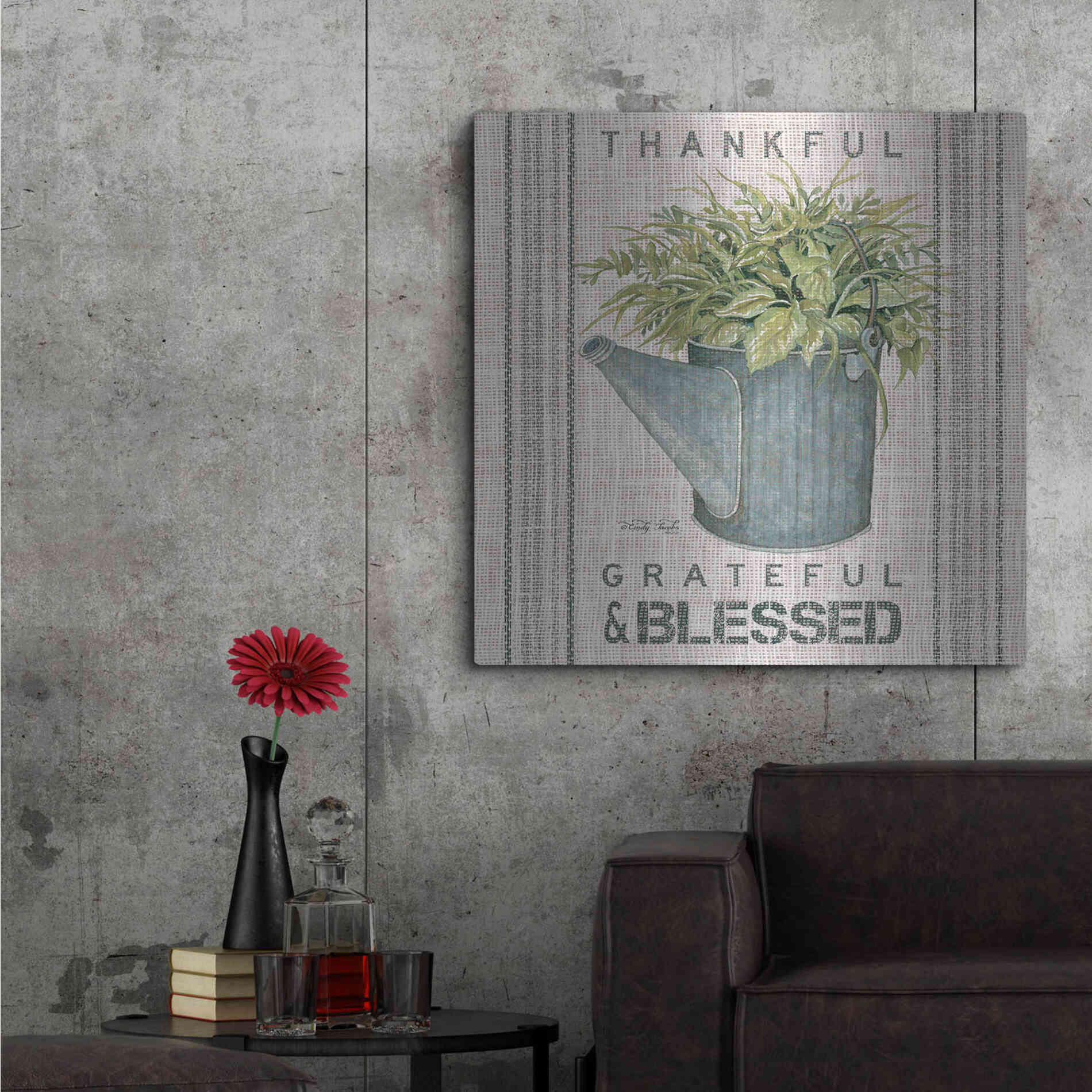 Luxe Metal Art 'Galvanized Watering Can Blessed' by Cindy Jacobs, Metal Wall Art,36x36