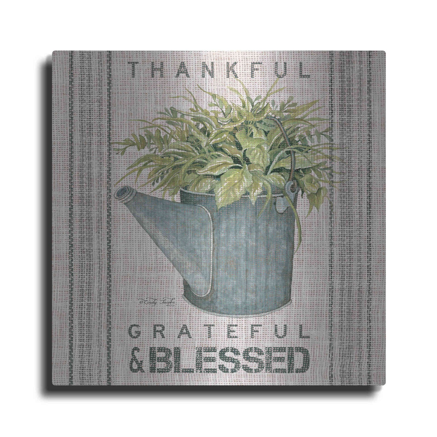 Luxe Metal Art 'Galvanized Watering Can Blessed' by Cindy Jacobs, Metal Wall Art