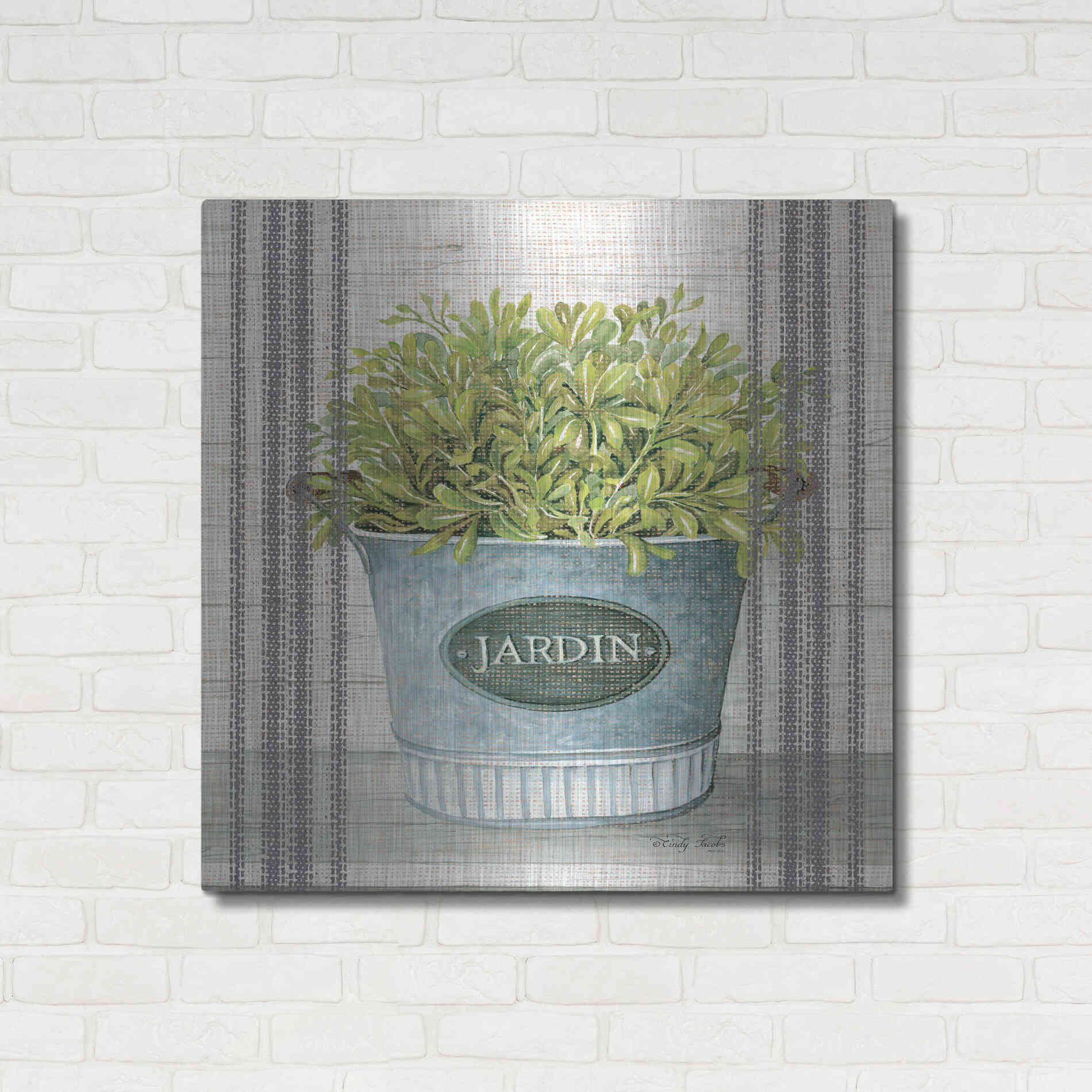 Luxe Metal Art 'Galvanized Jardin' by Cindy Jacobs, Metal Wall Art,36x36