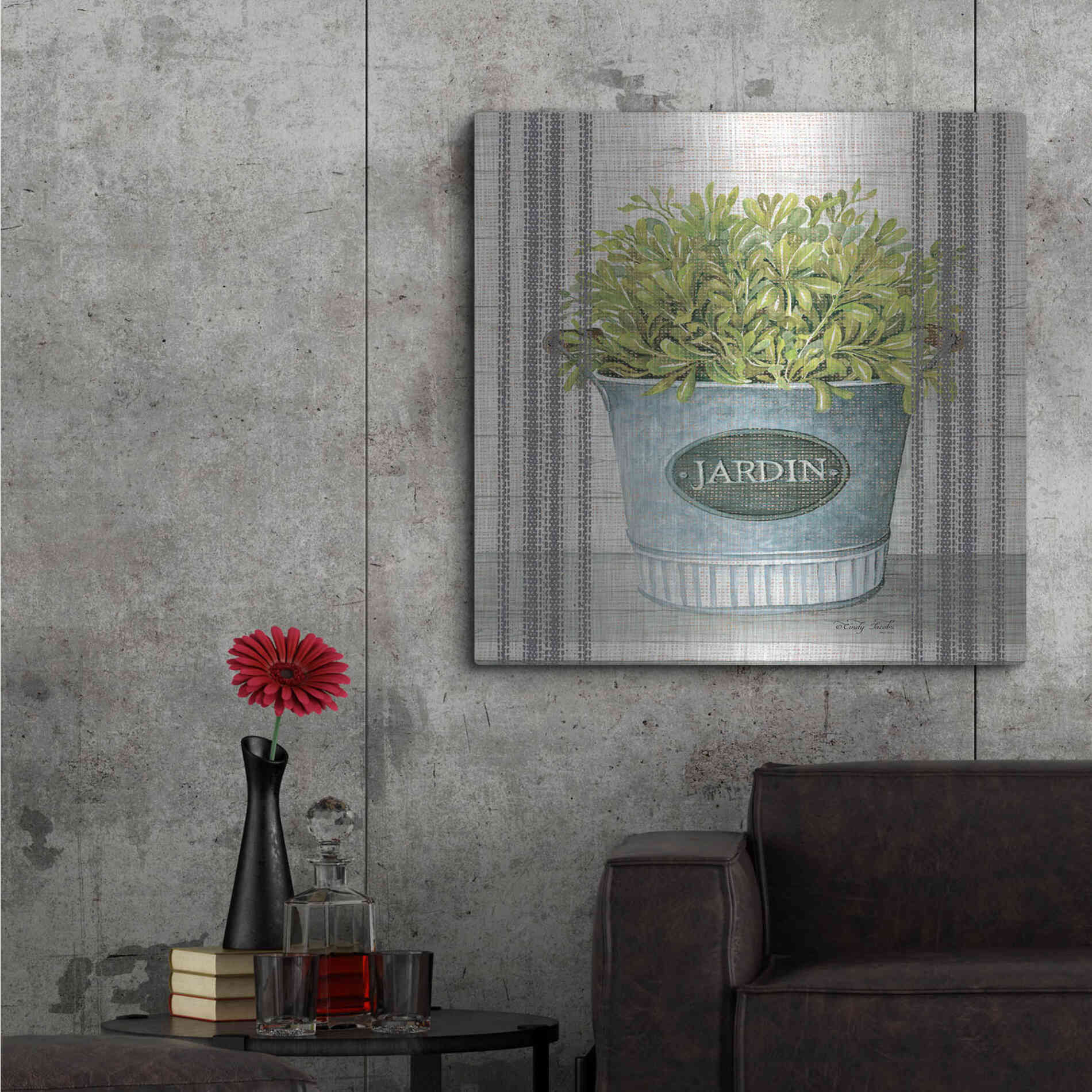 Luxe Metal Art 'Galvanized Jardin' by Cindy Jacobs, Metal Wall Art,36x36