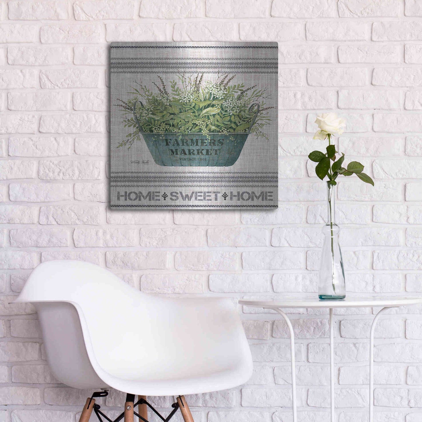 Luxe Metal Art 'Galvanized Farmer's Market Home Sweet Home' by Cindy Jacobs, Metal Wall Art,24x24