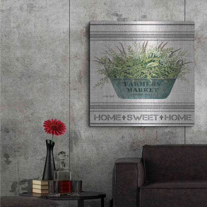 Luxe Metal Art 'Galvanized Farmer's Market Home Sweet Home' by Cindy Jacobs, Metal Wall Art,36x36