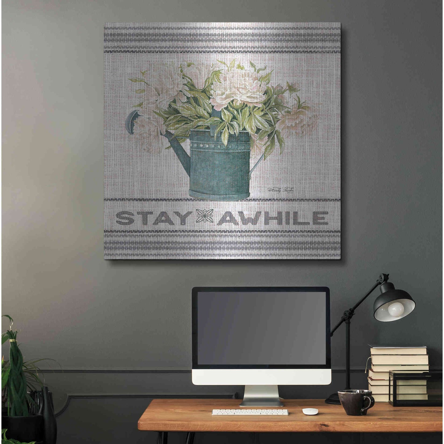 Luxe Metal Art 'Galvanized Peonies Stay Awhile' by Cindy Jacobs, Metal Wall Art,36x36