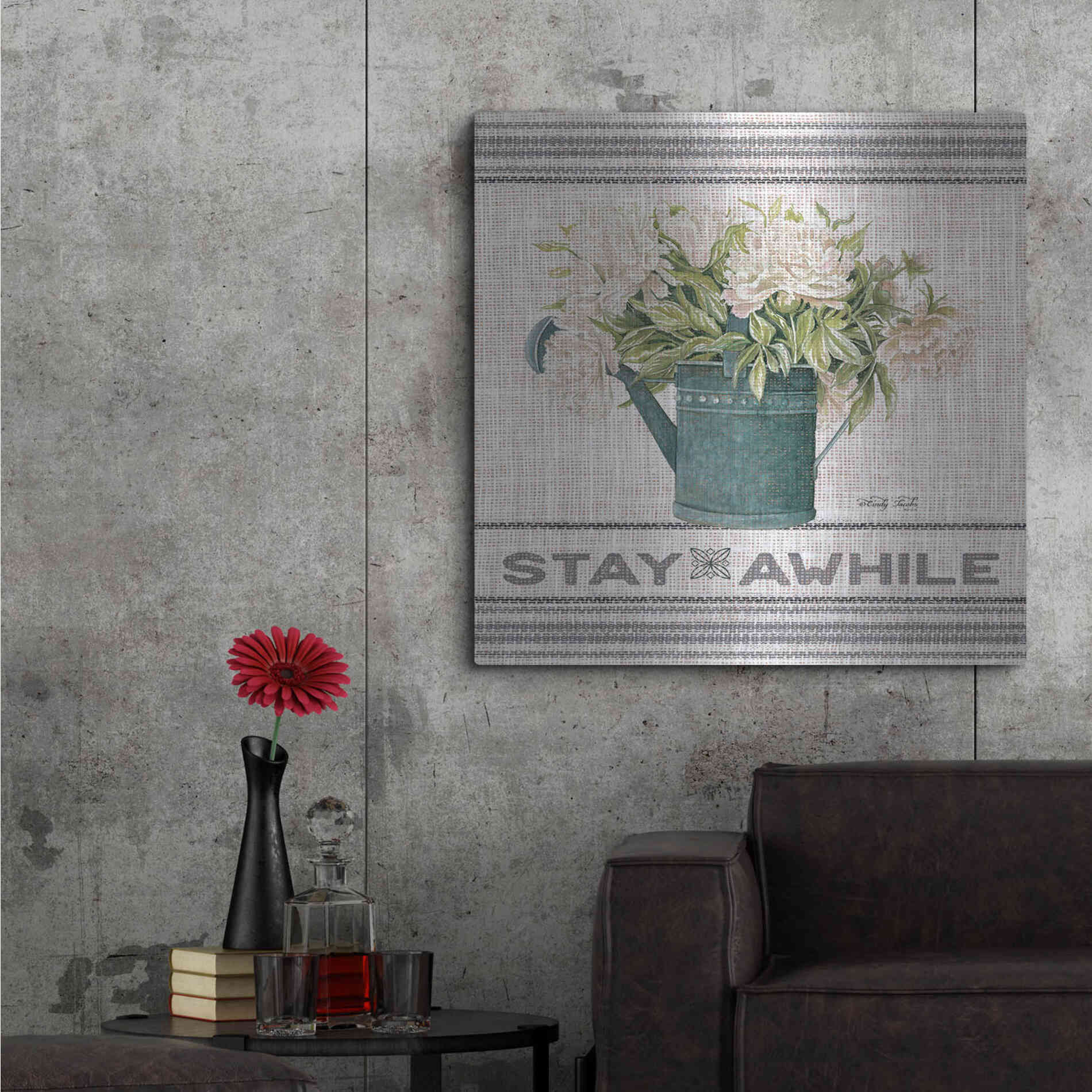 Luxe Metal Art 'Galvanized Peonies Stay Awhile' by Cindy Jacobs, Metal Wall Art,36x36