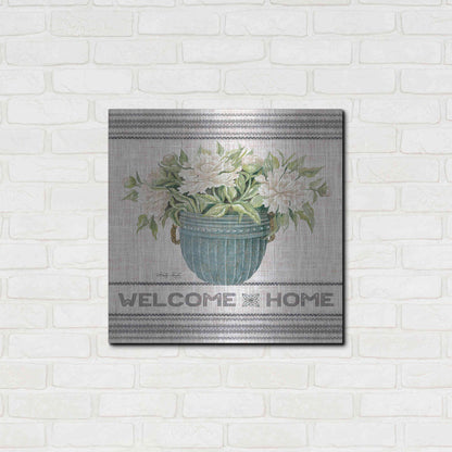 Luxe Metal Art 'Galvanized Peonies Welcome Home' by Cindy Jacobs, Metal Wall Art,24x24