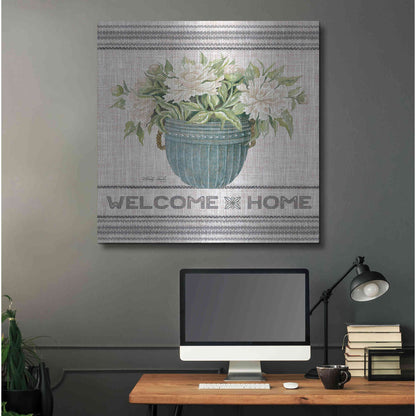 Luxe Metal Art 'Galvanized Peonies Welcome Home' by Cindy Jacobs, Metal Wall Art,36x36