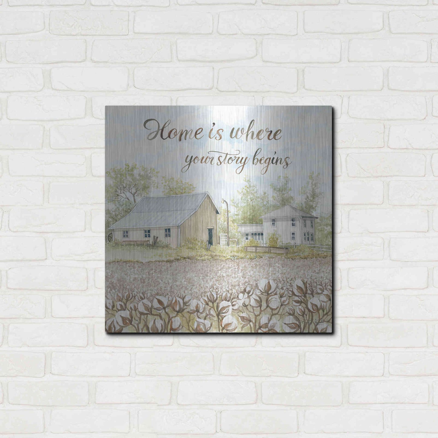 Luxe Metal Art 'Home Is Where Your Story Begins' by Cindy Jacobs, Metal Wall Art,24x24