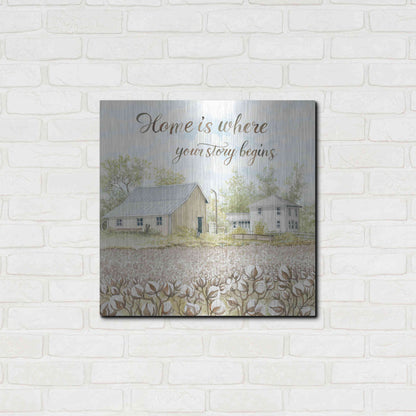 Luxe Metal Art 'Home Is Where Your Story Begins' by Cindy Jacobs, Metal Wall Art,24x24