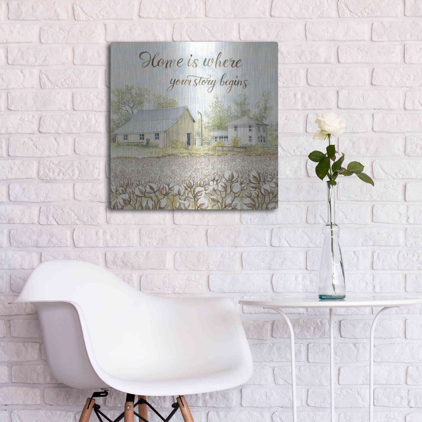 Luxe Metal Art 'Home Is Where Your Story Begins' by Cindy Jacobs, Metal Wall Art,24x24