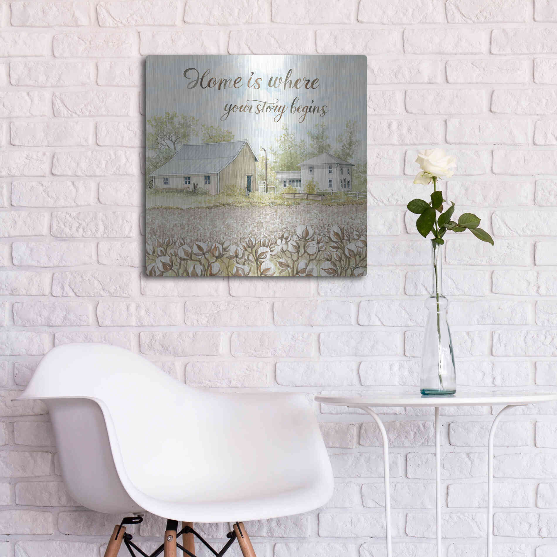 Luxe Metal Art 'Home Is Where Your Story Begins' by Cindy Jacobs, Metal Wall Art,24x24
