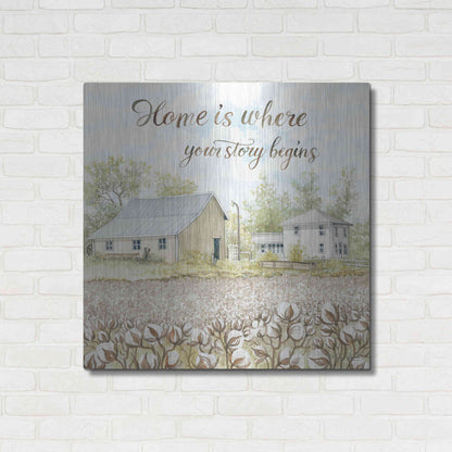 Luxe Metal Art 'Home Is Where Your Story Begins' by Cindy Jacobs, Metal Wall Art,36x36