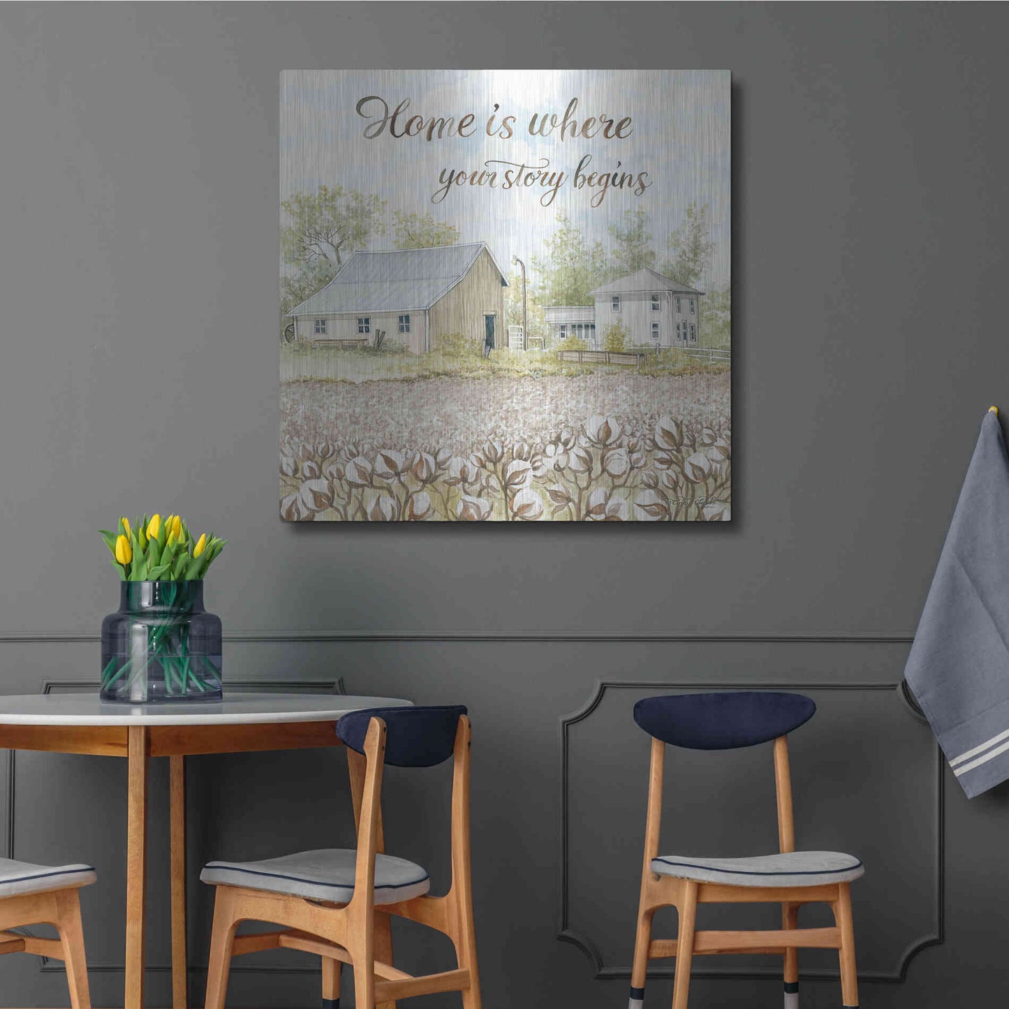 Luxe Metal Art 'Home Is Where Your Story Begins' by Cindy Jacobs, Metal Wall Art,36x36