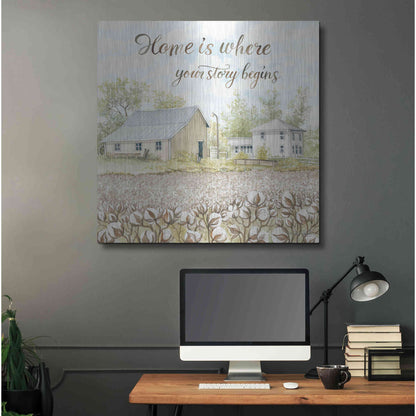 Luxe Metal Art 'Home Is Where Your Story Begins' by Cindy Jacobs, Metal Wall Art,36x36