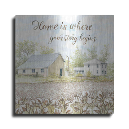 Luxe Metal Art 'Home Is Where Your Story Begins' by Cindy Jacobs, Metal Wall Art