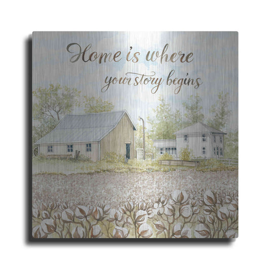 Luxe Metal Art 'Home Is Where Your Story Begins' by Cindy Jacobs, Metal Wall Art