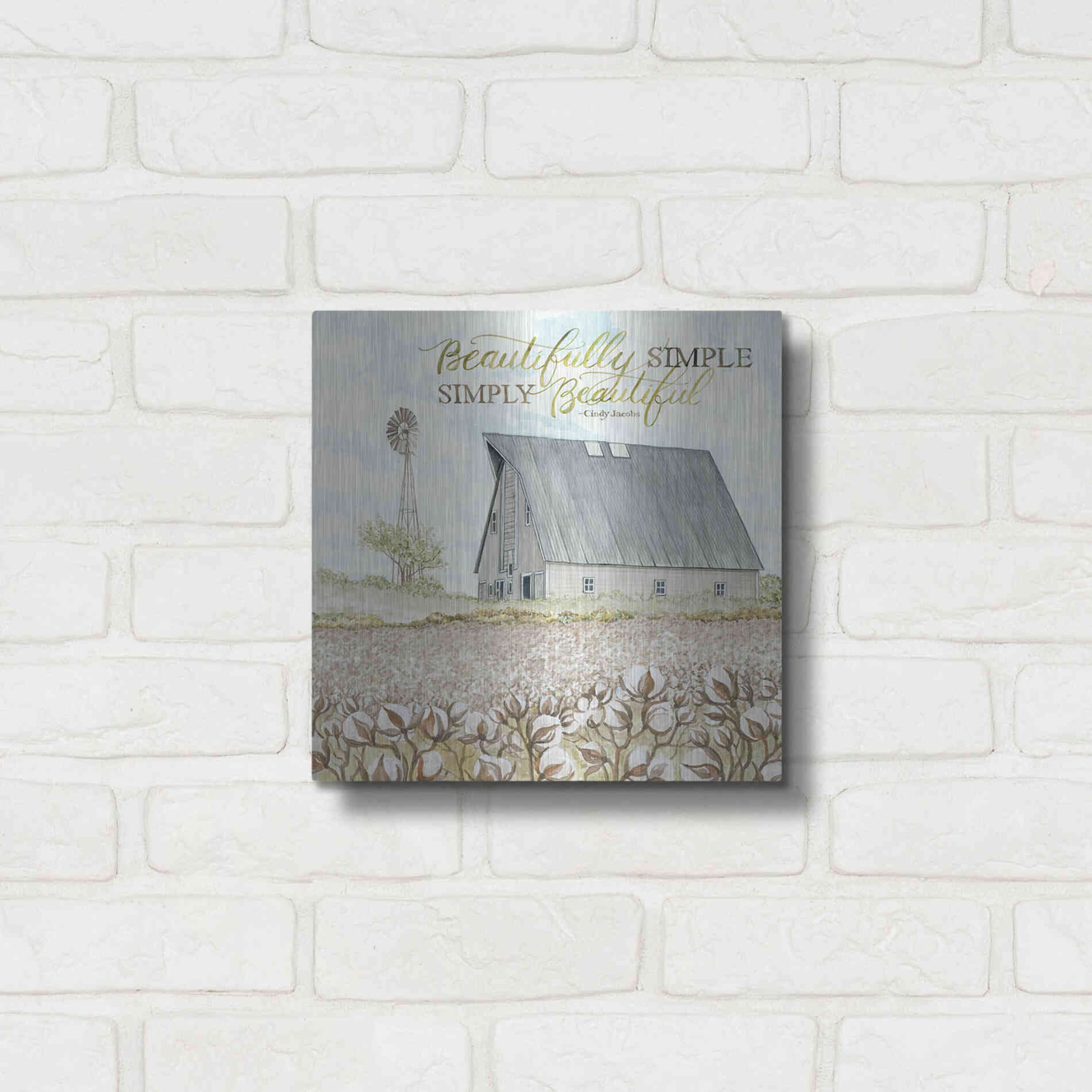 Luxe Metal Art 'Beautifully Simple' by Cindy Jacobs, Metal Wall Art,12x12