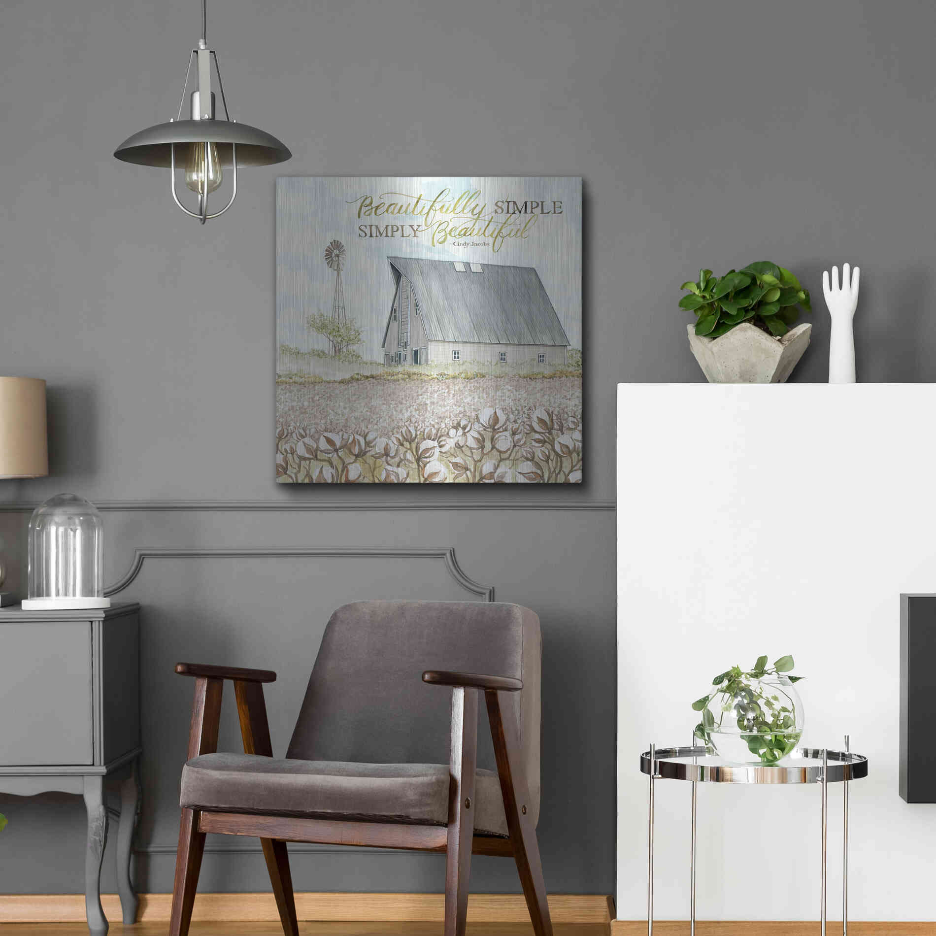 Luxe Metal Art 'Beautifully Simple' by Cindy Jacobs, Metal Wall Art,24x24