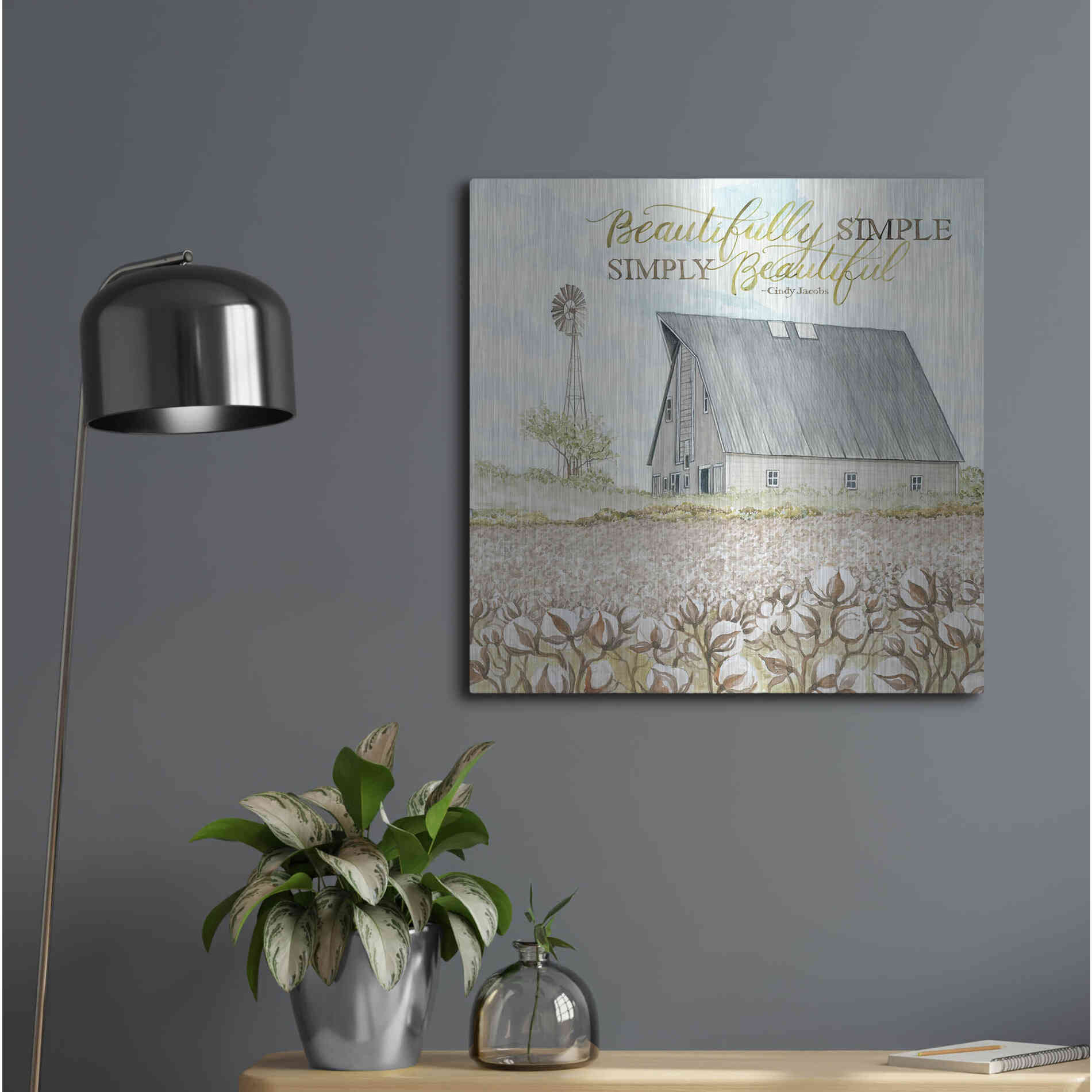 Luxe Metal Art 'Beautifully Simple' by Cindy Jacobs, Metal Wall Art,24x24