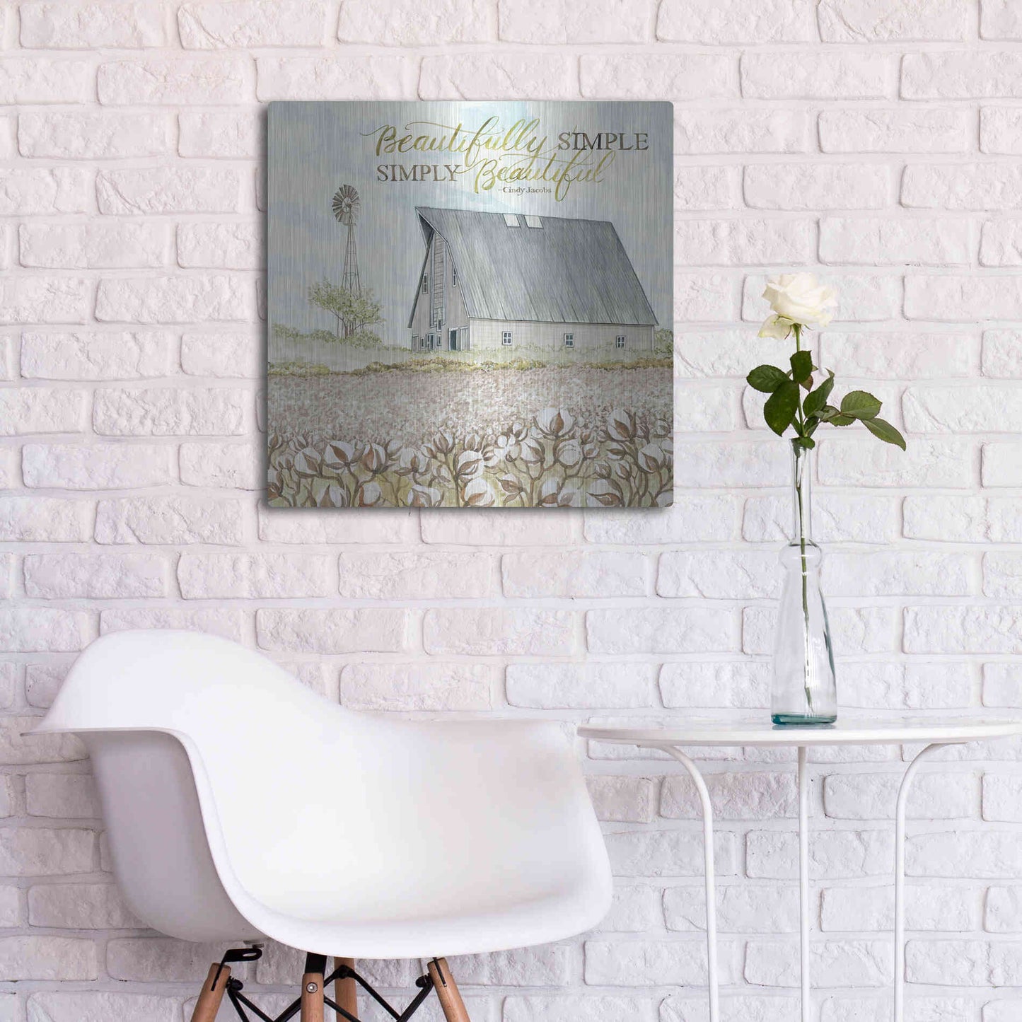 Luxe Metal Art 'Beautifully Simple' by Cindy Jacobs, Metal Wall Art,24x24