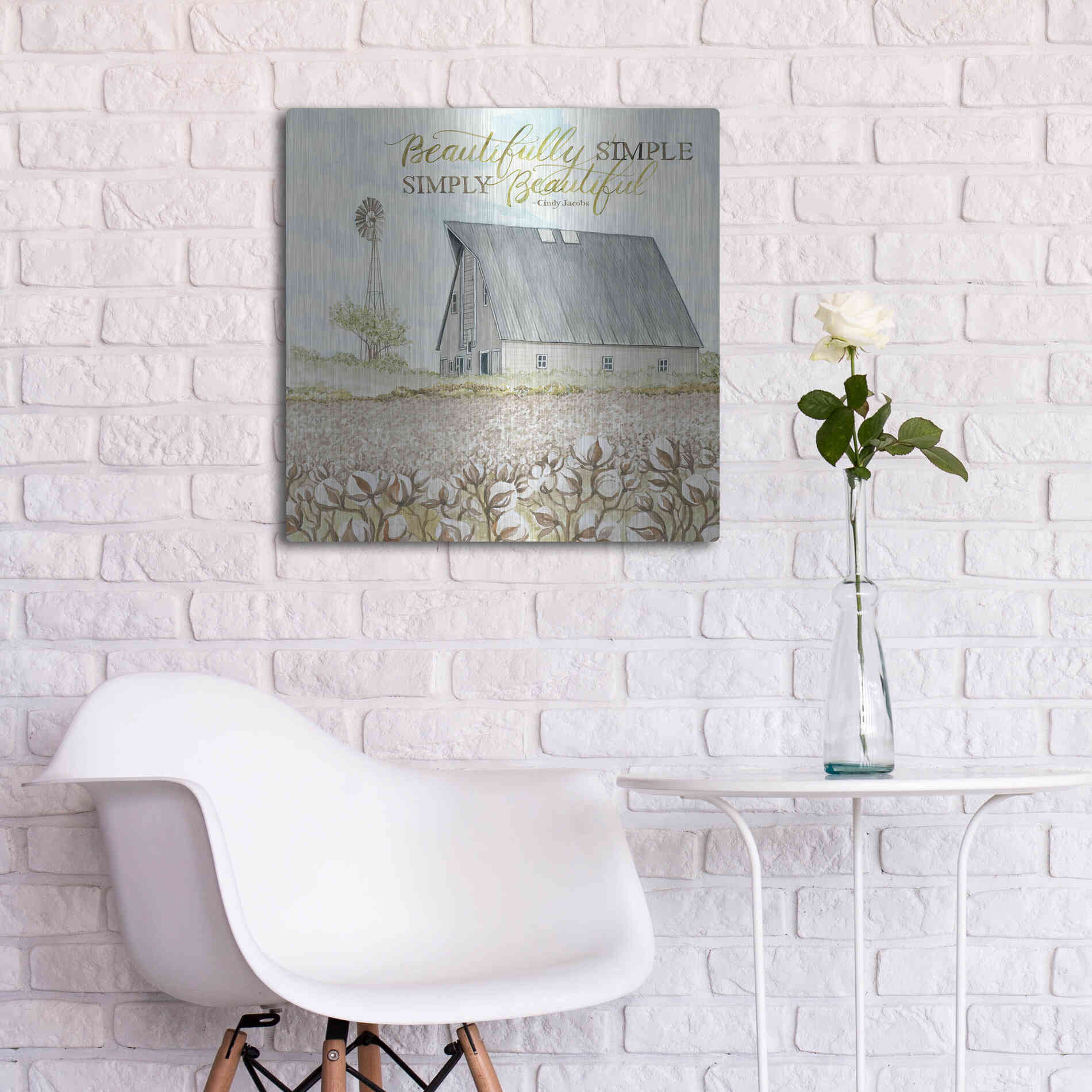 Luxe Metal Art 'Beautifully Simple' by Cindy Jacobs, Metal Wall Art,24x24