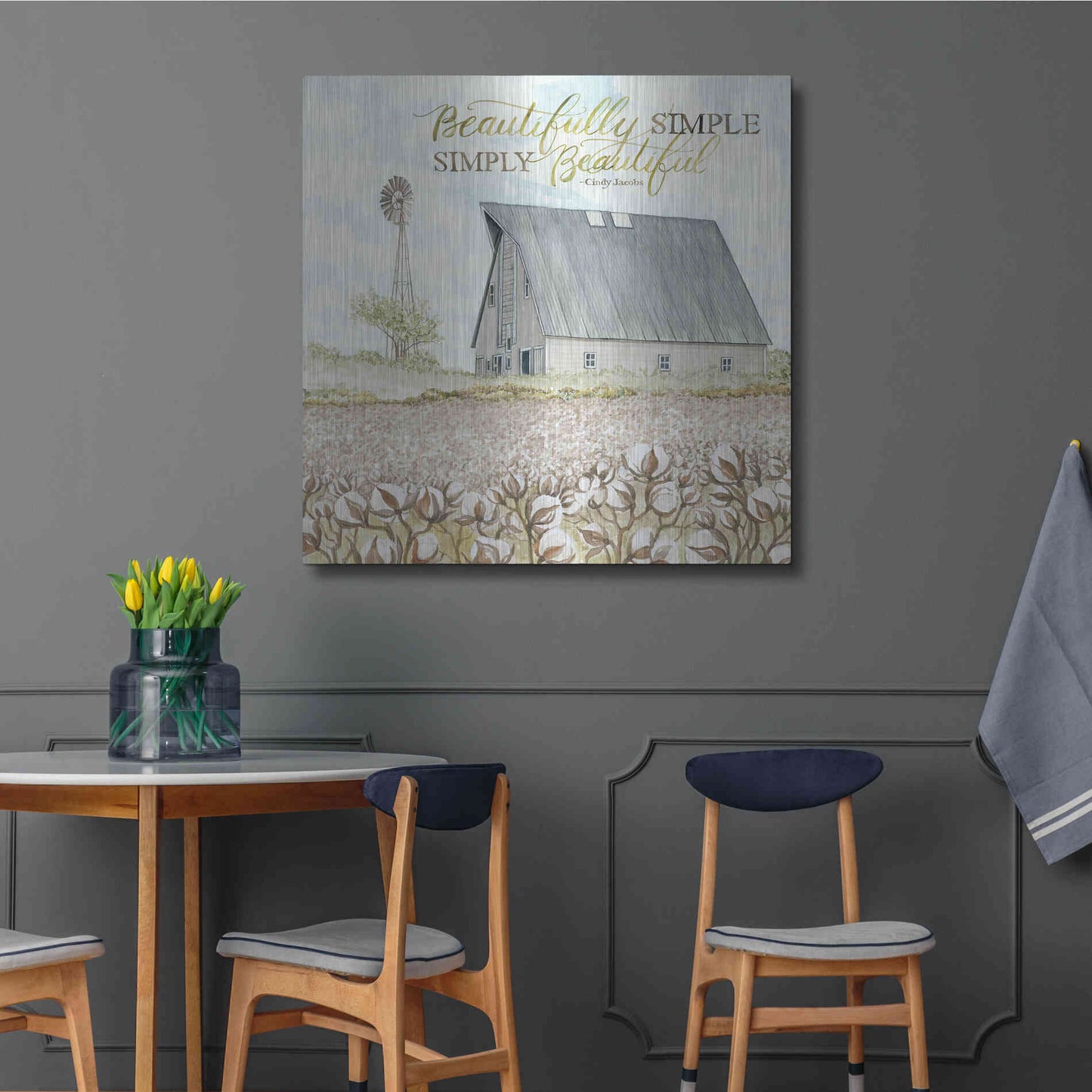 Luxe Metal Art 'Beautifully Simple' by Cindy Jacobs, Metal Wall Art,36x36