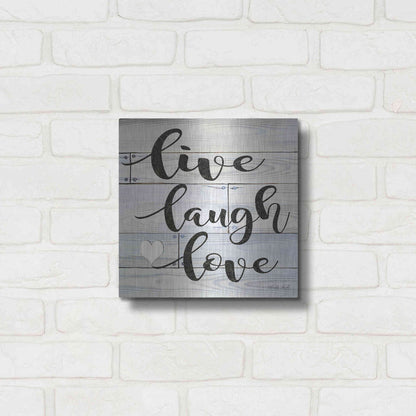 Luxe Metal Art 'Live, Laugh, Love' by Cindy Jacobs, Metal Wall Art,12x12
