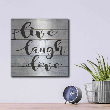 Luxe Metal Art 'Live, Laugh, Love' by Cindy Jacobs, Metal Wall Art,12x12