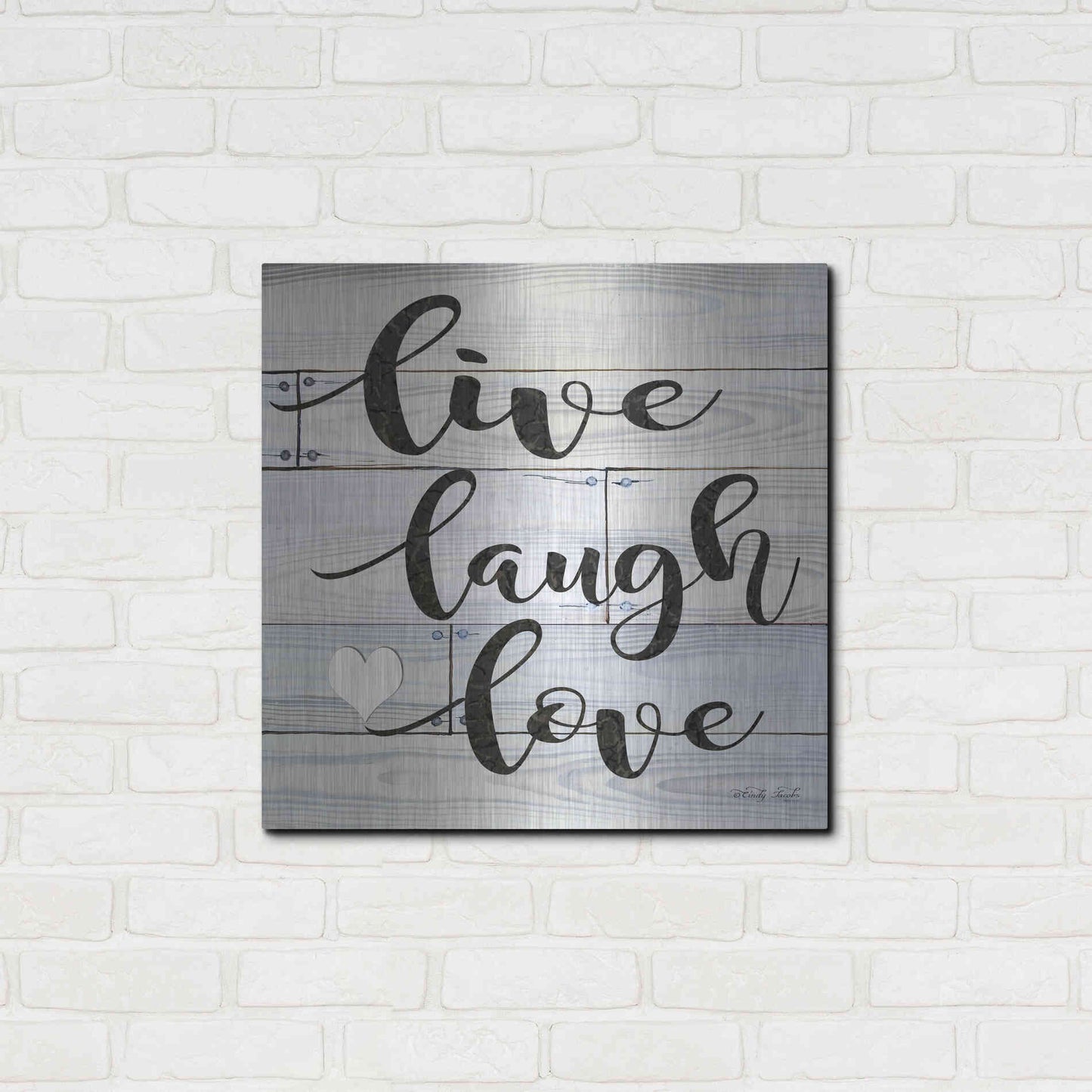 Luxe Metal Art 'Live, Laugh, Love' by Cindy Jacobs, Metal Wall Art,24x24